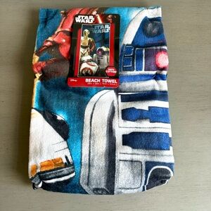 NEW Disney Star Wars Beach Towel 100% Cotton 28" x 58"  RD-D2, C-3PO, BB-8